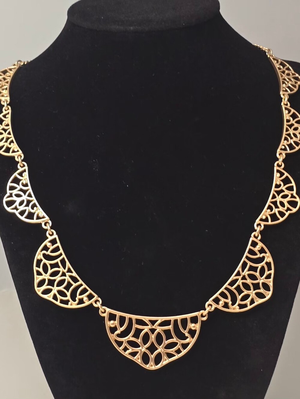 Brushed Gold Filigree Statement Necklace